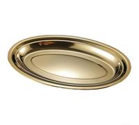 Non Slip Base Stainless Steel Fish Platter with Elegant Oval Profile and Deep Bowl Shape Supports Safe Transport and Resists Movement During Service (25 Cm (35CM (gold))