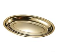 Non Slip Base Stainless Steel Fish Platter with Elegant Oval Profile and Deep Bowl Shape Supports Safe Transport and Resists Movement During Service (25 Cm (40CM (gold))