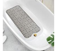 Non Slip Bath Mat and Shower Mat for Bathroom Extra Long Bathtub Mat with Strong Suckers and Drain Holes Machine Washable Mat - Grey - 40 x 100 cm