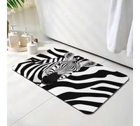 Non Slip Bath Mat Black, Diatomite Stone Bath Mats for Bathroom 30 x 50 cm, Washable Rug, Super Water Absorption, Diatom Mud Door Mat, Quick-Dry, for Kitchen Bathroom Accessories, Zebra Stripes O-2271