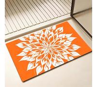 Non Slip Bath Mat, Diatomite Stone Bath Mats for Bathroom 30 x 50 cm, Diatom Mud Door Mat, Orange Washable Rug, Super Water Absorption, Quick-Dry, Kitchen Bathtub Bathroom Accessories, Mandala D-1830