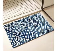 Non Slip Bath Mat, Diatomite Stone Bath Mats for Bathroom 40 x 60 cm, Diatom Mud Door Mat, Blue Washable Rug, Super Water Absorption, Quick-Dry, Kitchen Bathtub Bathroom Accessories, Geometry D-1841