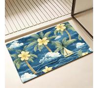 Non Slip Bath Mat, Diatomite Stone Bath Mats for Bathroom 40 x 60 cm, Diatom Mud Door Mat, Flower Washable Rug, Super Water Absorption, Quick-Dry, Home Kitchen Bathtub Bathroom Accessories, Sea D-2633