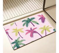 Non Slip Bath Mat, Diatomite Stone Bath Mats for Bathroom 40 x 60 cm, Diatom Mud Door Mat, Pink Washable Rug, Super Water Absorption, Quick-Dry, Home Bathtub Bathroom Accessories, Coconut Tree D-7061