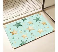 Non Slip Bath Mat, Diatomite Stone Bath Mats for Bathroom 50 x 80 cm, Diatom Mud Door Mat, Green Washable Rug, Super Water Absorption, Quick-Dry, Home Kitchen Bathtub Bathroom Accessories, Star D-6181
