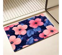 Non Slip Bath Mat, Diatomite Stone Bath Mats for Bathroom 50 x 80 cm, Diatom Mud Door Mat, Pink Washable Rug, Super Water Absorption, Quick-Dry, Kitchen Bathtub Bathroom Accessories, Flower D-2590