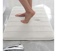Non-Slip Bath Mat Extra Thick Fast Drying Memory Foam 140 x 200 cm White Soft and Absorbent Ideal for Bathroom Shower and Spa Use