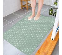 Non Slip Bath Mat for Inside Bath - Powerful Suction Quality Anti Mould Tub Mat with Drain Holes Rubber Bathroom Shower Mat- Green - 40 x 100 cm