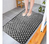 Non Slip Bath Mat for Inside Bath - Powerful Suction Quality Anti Mould Tub Mat with Drain Holes Rubber Bathroom Shower Mat- Black - 40 x 100 cm
