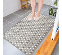 Non Slip Bath Mat for Inside Bath - Powerful Suction Quality Anti Mould Tub Mat with Drain Holes Rubber Bathroom Shower Mat- Grey - 40 x 100 cm
