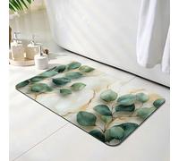 Non Slip Bath Mat Leaf, Diatomite Stone Bath Mats for Bathroom 70 x 120 cm, Washable Rug, Super Water Absorption, Diatom Mud Door Mat, Quick-Dry, for Home Kitchen Bathroom Accessories, Green O-2790