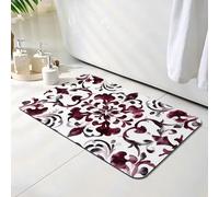Non Slip Bath Mat Red, Diatomite Stone Bath Mats for Bathroom 30 x 50 cm, Washable Rug, Super Water Absorption, Diatom Mud Door Mat, Quick-Dry, for Home Kitchen Bathroom Accessories, Nordic O-6726