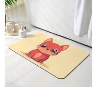Non Slip Bath Mat Red, Diatomite Stone Bath Mats for Bathroom 40 x 60 cm, Washable Rug, Super Water Absorption, Diatom Mud Door Mat, Quick-Dry, for Home Kitchen Bathroom Accessories, Dog O-6692