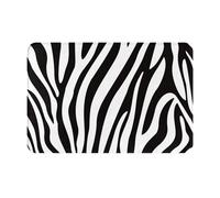 Non-Slip Bath Mat Rug For Bathroom Floor Black And White Zebra Animal Skin Pattern,16 x 24Inches, Super Water Absorption, Cozy Design, Machine Washable