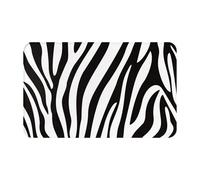 Non-Slip Bath Mat Rug For Bathroom Floor Black And White Zebra Animal Skin Pattern,19.5 x 31.5Inches, Super Water Absorption, Cozy Design, Machine Washable