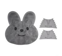 Non Slip Bath Mat Silicone Shower Rug with Integrated Foot Washer Back Scrubber Anti Slip Bathroom Mat for Tub 44x44cm White(Grey)