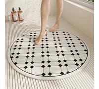 Non-Slip Bath Mat, Soft Quick-Dry PVC Shower Rug, Modern Washable Bathroom Carpet with Drain, Ideal for Wet Areas - 80cm Black Loofah Design