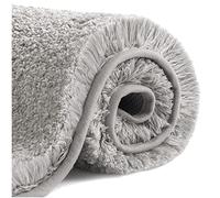 Non Slip Bath Mat Thickened Bath Rug for Bathroom Absorbent Ultra Soft Bathroom Mat Rug Fluffy Microfiber Bedside Rug Carpet Floor Mat, Quick-drying, Machine Washable - 50 x 80cm (Light Gray)