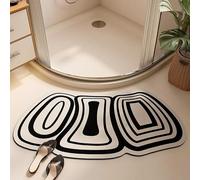 Non Slip Bath Mats，Curved Shower Mat，Curved Bath Mat for Round Shower, Super Absorbent Non Slip Quadrant Curved Bath Rug, Quick Dry Corner Bathroom Rug,F,45x100cm