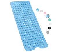 Non-Slip Bathtub Mat - 100 x 40 CM Easy Clean Shower Mat - Sturdy Suction Cup Attaching - Comfortable for Feet - Draining Holes - Modern Design (Blue)
