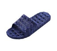 Non Slip Beach Slippers Men, Walking Sliders for MenFashion Solid Color Quick Drying Water Leakage Design Non Slip Indoor Outdoor Comfortable Flat Sole Slide Slip On Shoes Flip Flop Sandals Dark Blue