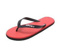 Non Slip Beach Slippers Men, Walking Sliders for MenFashionable Flat Toe Post for Casual Comfort and Wear Slide Slip On Shoes Flip Flop Sandals Red
