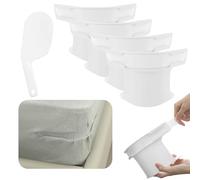 Non-Slip Bed Sheet Holders 4-Piece Set - Deep Pocket Size for All Matresses, Heavy Duty Grip Prevents Slipping, Includes Bed Maker Tool (White, L)