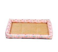 Non-Slip Breathable Sleeping Bed Pad Pet Rattan Cooling Mat Summer Cat Dog Bed Durable Lounger Cats Puppy Mattress Cool Nest Kennel Pinktu