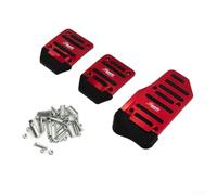 Non-Slip Car Brake Clutch Pedal Covers 3Pcs Red | Non-slip PVC for surface, reduces foot fatigue, safe driving, red sporty look, manual cars