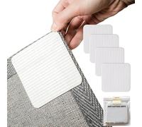 Non Slip Carpet Rug Grippers for Laminate Floor, 10 x 10 cm Square carpet tape, 4pc Hook and Loop Rug Pads, Non-Curl Reusable Rug Stoppers, Keep Your Area Rug Flat on Hardwood Floors and Tiles