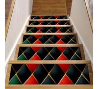 Non Slip Carpet Stair Treads, 15 Pack 8" X 30" Machine Washable Stair Mats Indoor Staircase Runners for Wooden Steps, Art Christmas Abstract Geometric Elements Pattern