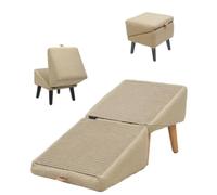 Non-Slip Cat And Dog Stairs, A Two-In-One Foldable Dog Ramp Suitable for Small, Injured, And Elderly Dogs And Cats. Suitable for Beds And Sofas.,Khaki Cotton inen,11 * 11 * 7in