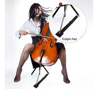Non-Slip Cello Endpin Stopper with Adjustable Nylon Strap for Professional Cellist Practice and Performance - Sturdy Plastic Base with Metal Ring (A)