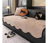 Non-Slip Chenille Sofa Cover Thick Washable Couch Protector Lay Flat Fur Pad for Sofas & Couches Brown 90x180cm - Durable & Stylish Furniture Shield