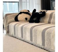 Non-Slip Chenille Sofa Covers for Pets - Wrinkle-Free Couch Slipcovers Striped Sectional Protectors (180x130-480cm 180x460cm Orange) - Durable & Easy to Clean