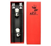 Non Slip Chinese Sticks - Reusable Panda Sticks with Box | Chopstick Set | Chopstick Holders | 2 Pairs with Lucky Cat Rest Protective Case for Sushi Asian Cuisine | Decorative Flatware for Restaurant