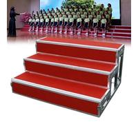 Non-Slip Choir Stage Steps 3-Tiered Choir Platform Stairs Heavy Duty Choir Platform Stairs for Stage Performances, School Events, Product Launches & Exhibitions(Red)