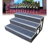 Non-Slip Choir Stage Steps 3-Tiered Choir Platform Stairs Heavy Duty Choir Platform Stairs for Stage Performances, School Events, Product Launches & Exhibitions(Gray)