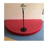 Non-slip Church Stage for Singing, Semicircle Public Speaking Stage with Remove Skirting Cloth, 200 Kg Load Capacity, Heigth 15 CM(Red,Dia 100cm/39.4'')