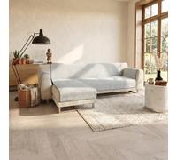 Non-Slip Comfort Sofa Cover with Left Peninsula and Side Armrest Covers, Made in Italy, Sofa Seat 190 cm - Light Grey