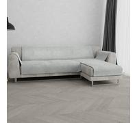 Non-Slip Comfort Sofa Cover with Right Peninsula and Side Armrest Covers, Made in Italy, Sofa Seat 290 cm - Light Grey