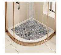 Non-Slip Corner Shower Mat - Anti-Mould Bath Mat for Curved Quadrant Wet Area with Drain, 75x75cm