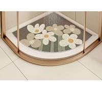Non Slip Corner Shower Mats,Loofah Quadrant Bath Mat for Bathroom Wet Areas,Bathroom Curved Decorative Massage Floor Mat Quick Dry (Brown,50x50cm)