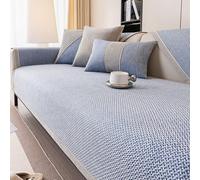 Non-Slip Cotton Linen Sofa Cover Protector for 1-4 Seater Couch - Universal Multi-functional L-Shaped & U-Shaped Slipcovers (Blue 110 * 160cm)