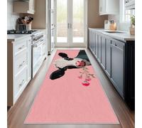 Non Slip Cow Floral Runner Rug for Hallway Washable, 90 x 210 cm Cartoon Animal Cute Carpet Runner Extra Long for Living Room, Hall, Kitchen, Bedroom, Indoor Door Mat, Ultra Thin