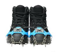 Non-Slip Crampon Covers With 13 Tooth Steel Studs And Flexible Rubber Body For Skiing Ice Fishing Mountaineering Hiking Camping And Winter Running(Blue-L)