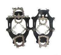 Non-Slip Crampon Covers With 13 Tooth Steel Studs And Flexible Rubber Body For Skiing Ice Fishing Mountaineering Hiking Camping And Winter Running(Black-L)