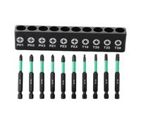 Non-Slip Cross Screwdriver Bits PH2 PZ2 T20 T25, 62HRC Alloy Steel Magnetized Black, for Electric Drill Wood Metal Working