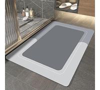 Non Slip Curved Shower Mat Soft Absorbent Bathroom Rug Quick Dry Washable Floor Mat Rubber Backing Ideal for Bathtub & Shower 15.75x23.62in (40x60cm)