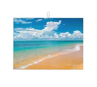 Non Slip Dish Drainer Mat Sea Hawaii Beach Ocean Kitchen Drying Mat with Hanging Loop Sink Mats for Plates Kitchen Counter 46X61cm